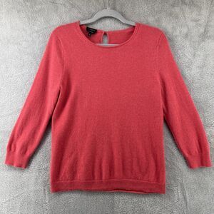 Talbots Sweater Womens L Orange Pure Cashmere Jewel Key Hole Neck Long Sleeve
